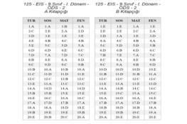 9 ve 10. Sınıf Deneme Cevap Anahtarı (28.11.2025)